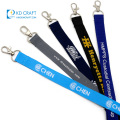 Wholesale no minimum plain color silk screen printing custom recycled black keychain debossed round 2cm nylon lanyard